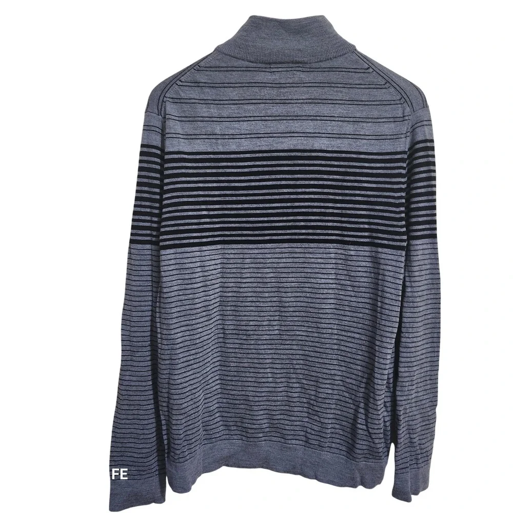Banana Republic Men's Merino Wool Striped Mock‎ Neck Button Sweater Size L